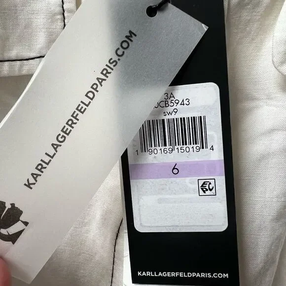 Karl Lagerfeld Paris Women's Linen Blend Soft White Utility Dress Size 6~NWT - Picture 9 of 9